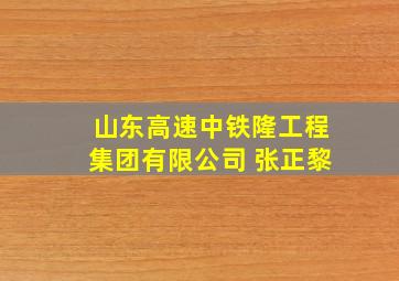 山东高速中铁隆工程集团有限公司 张正黎